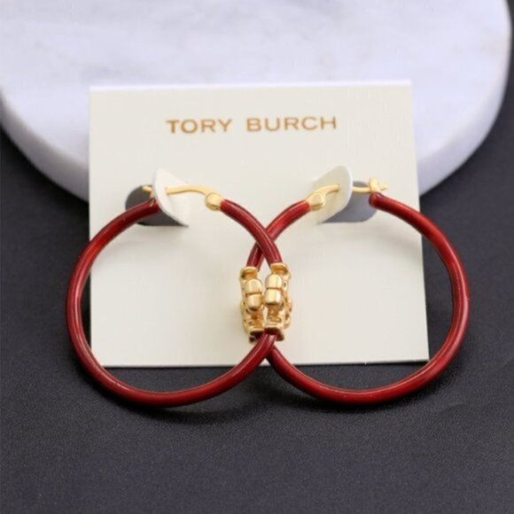 TORY BURCH | Logo Enamel Mini Hoops - Picture 3 of 3